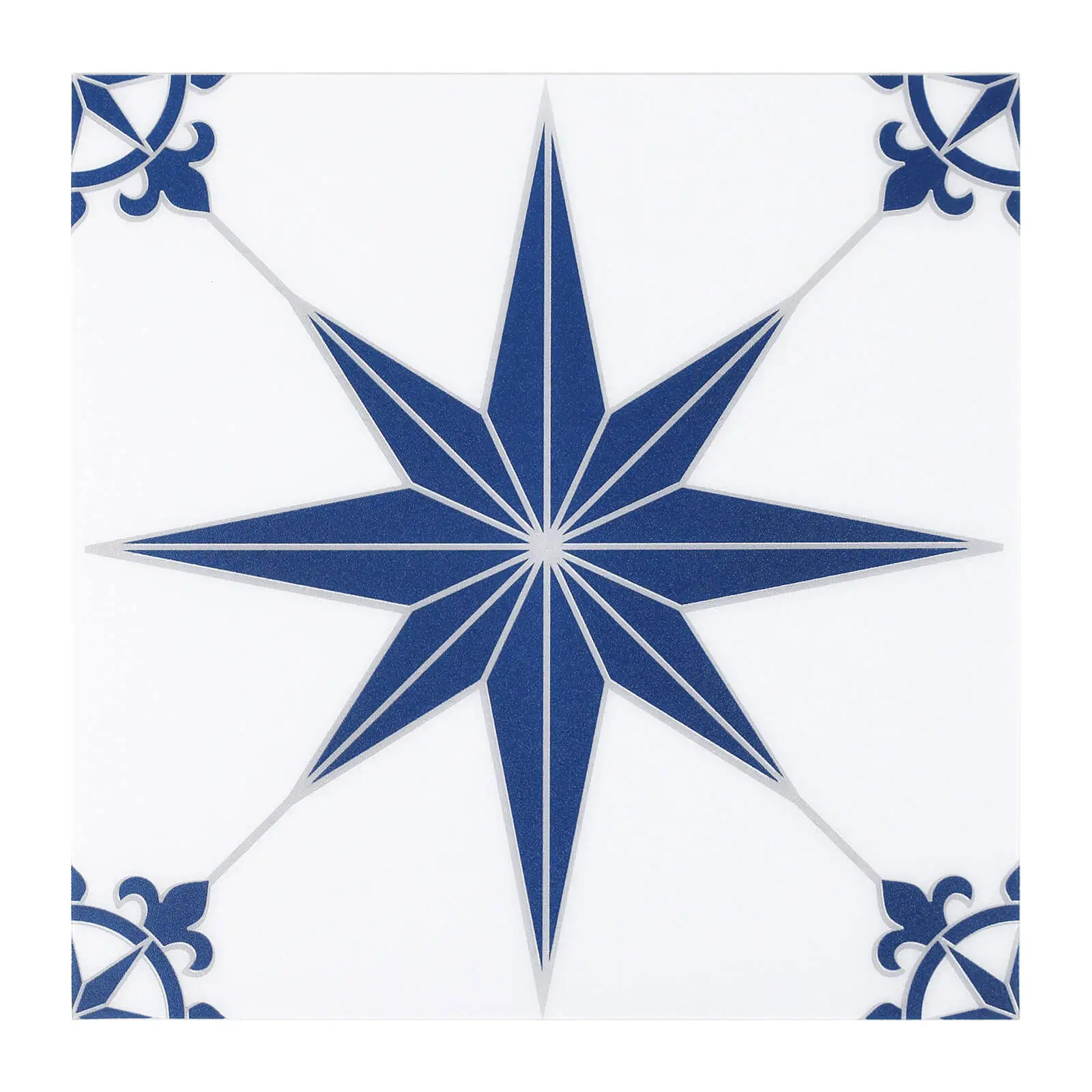 7.87인치 x 7.87인치 미국용 심리스하고 매끄러운 마감의 청백색 바닥 비닐 타일 (10개입)