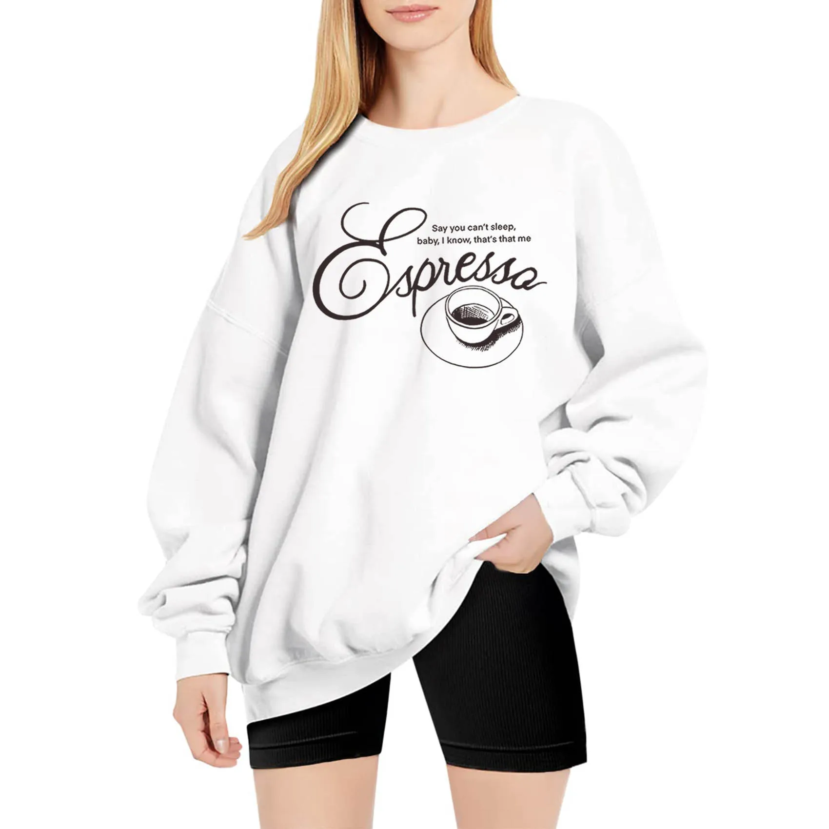 Sabrina Carpenter Espresso Music Crewneck Hoodie Sabrina Carpenter Fan Gift Oversized Sweatshirt Pullover Tops Unisex