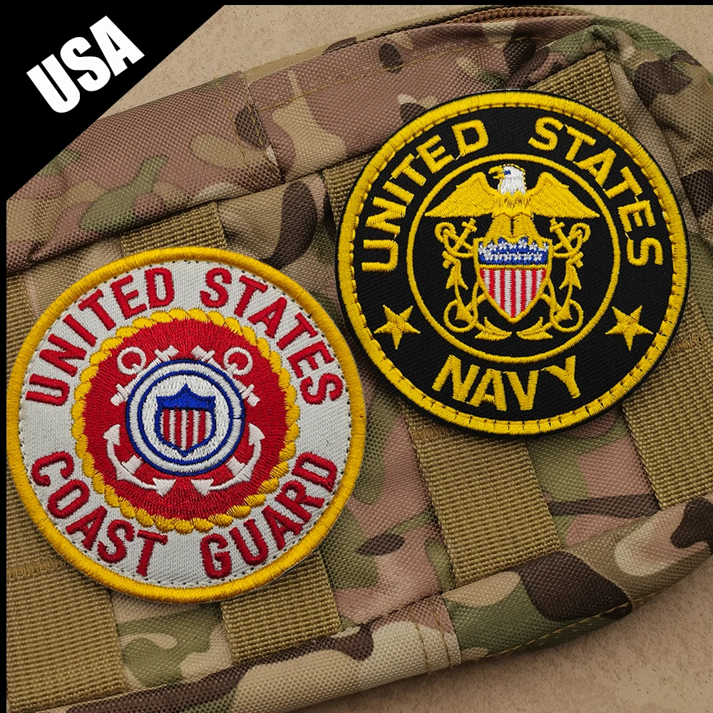 Tactical Army Round AIR FORCE Embroidery Sealteam Of USA Fabric Marine Patch Label Jacket Loop Backing For Bag Shirt Sew-on