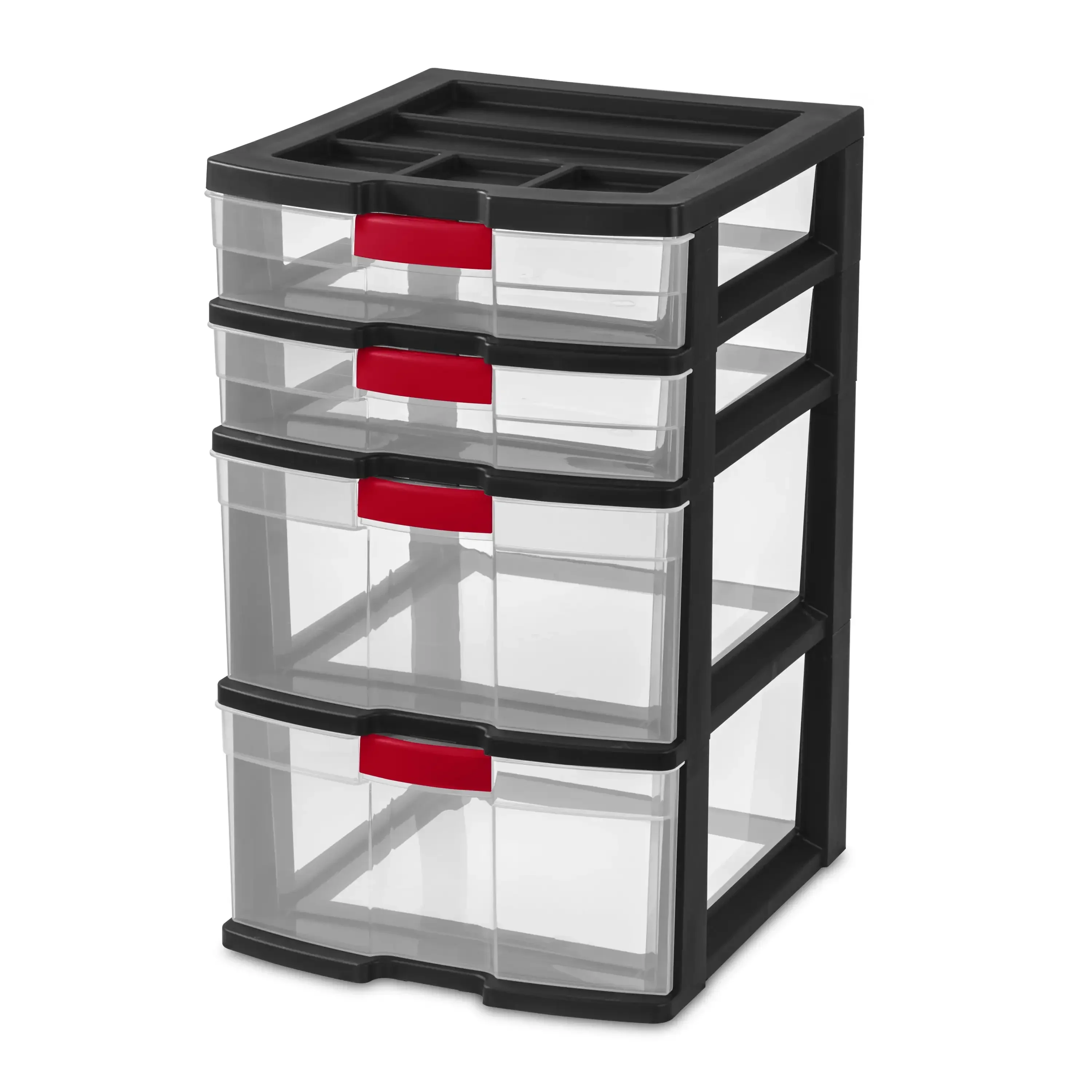 

4 Drawer Locking Tower Plastic, Adult, Black