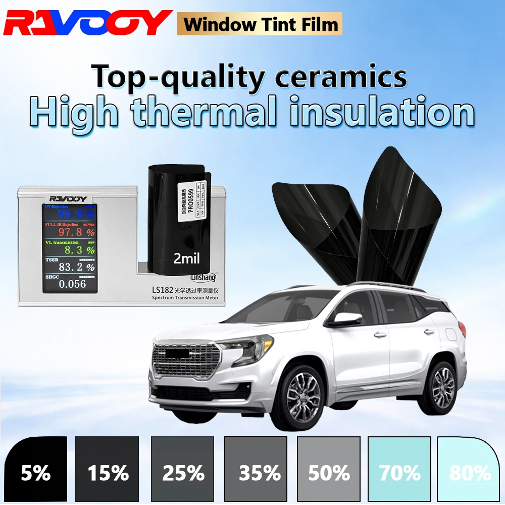 

Пленка для тонировки автомобильных стекол серии PRO0599, керамическая, 2 мил, 8,3% VLT, высокая теплоизоляция, темная, 152 см x 30 м