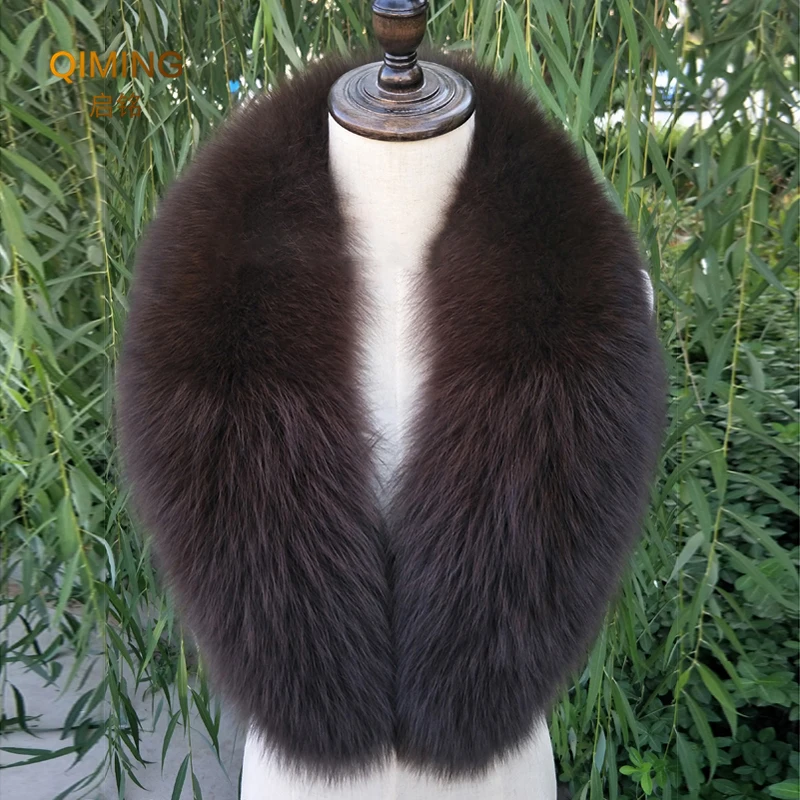 Real Fox Fur Collar Neck Warmer Women Fur Scarf Men Coat Jacket Furry Shawl Wraps Winter Warm Fur Collar Fluffy Fur Scarf Shawls