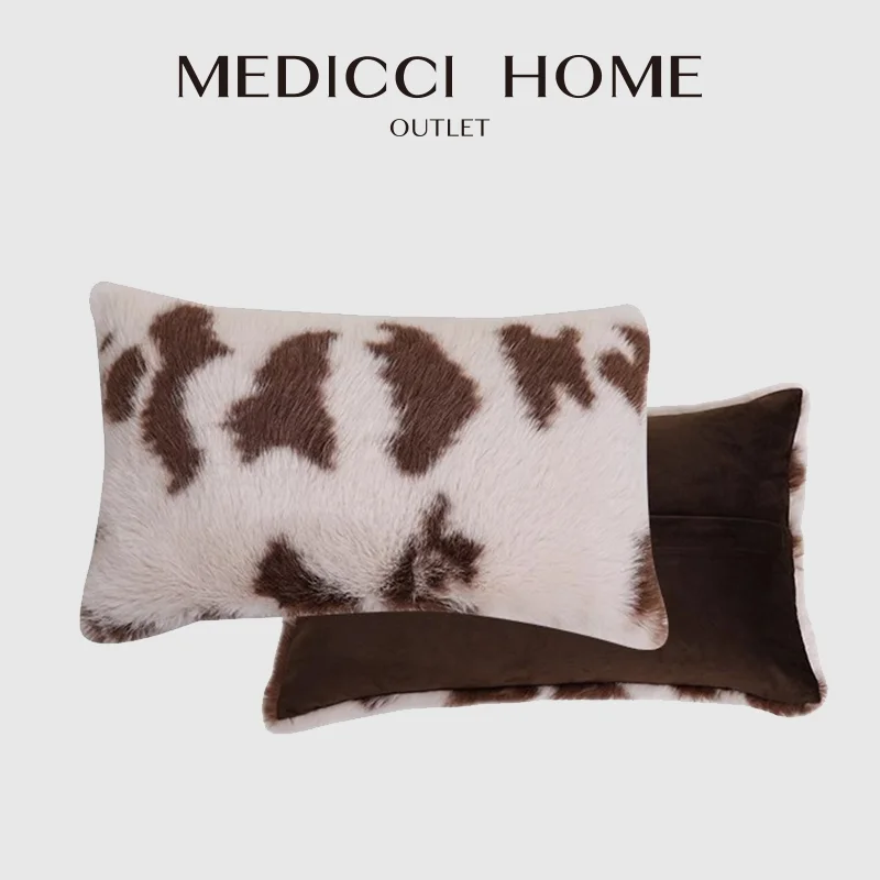 

Medicci Home H стиль в стиле из искусственной воловьей кожи, поясничная наволочка 30x50 см, роскошный меховой прямоугольный чехол для подушки 2024, зимний домашний декор