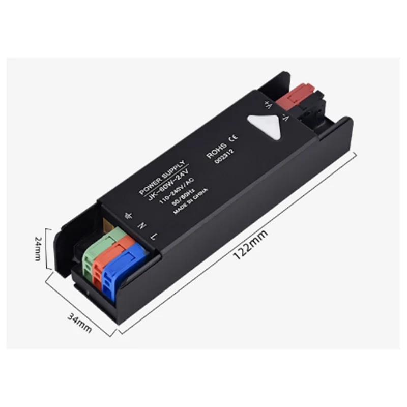 Adaptador de fonte de alimentação de comutação ac 110v 220v para dc 12v 24v 60w transformador de iluminação ultrafino driver inteligente a62x