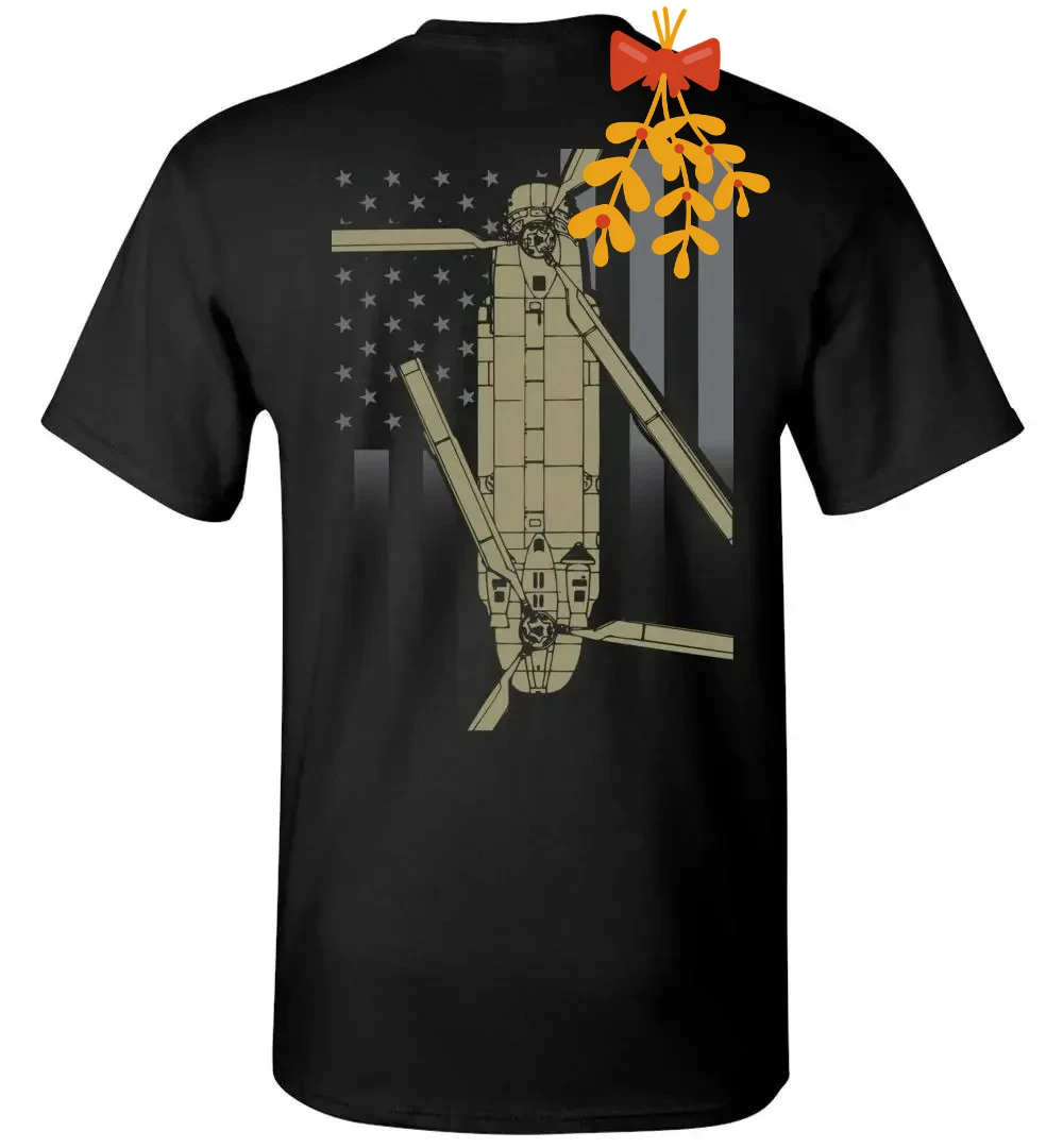 Vintage American Flag CH-47 Chinook Transport Helicopter T-Shirt 100% Cotton O-Neck Short Sleeve Casual Mens T-shirt Size S-3XL