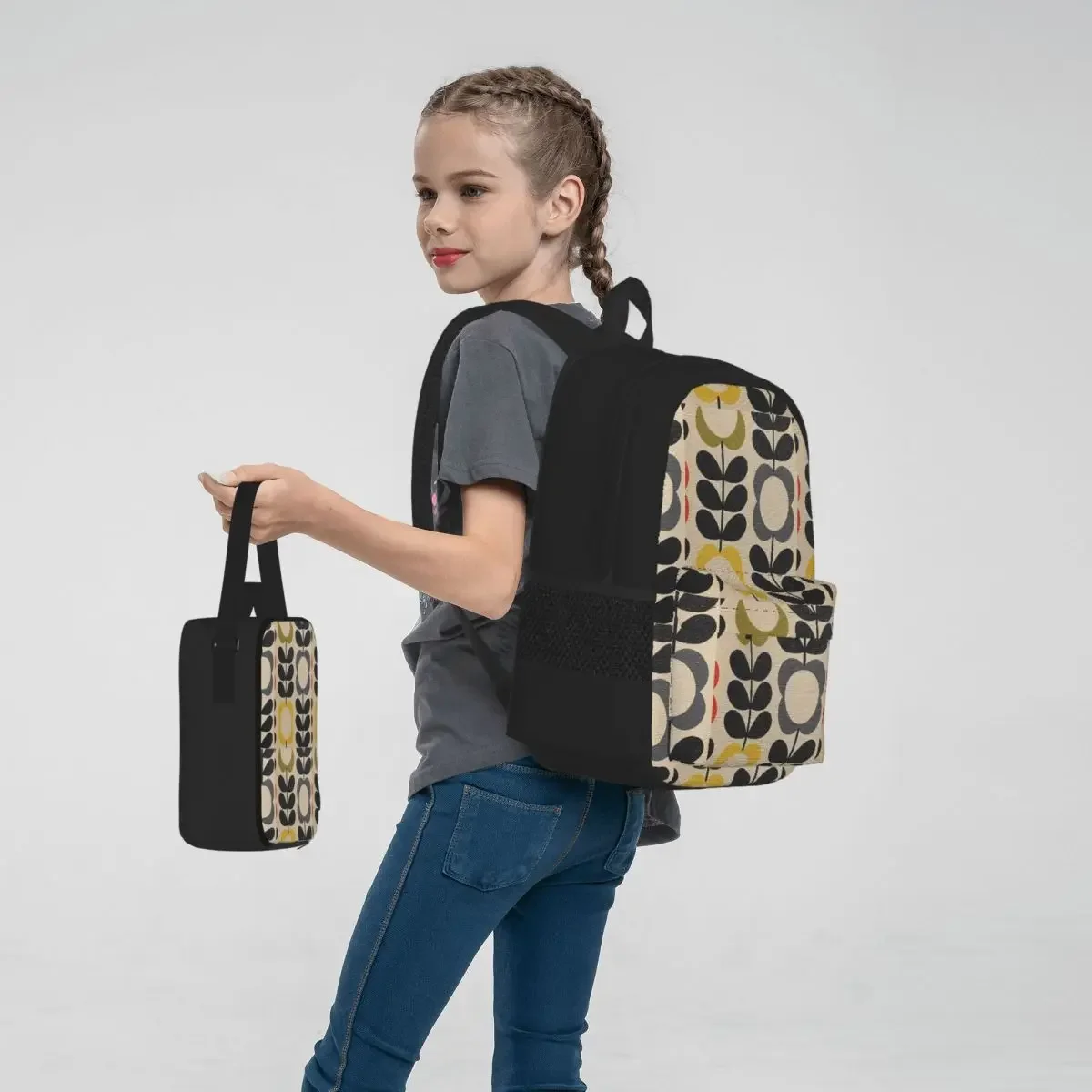 Mochila padrão A Life in Pattern para meninos e meninas, Mochilas escolares para estudantes, Saco de livros de desenho animado clássico, lancheira, saco de caneta, Orla Kiely, conjunto 3 pcs