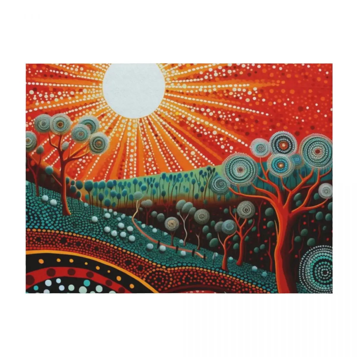 

Aboriginal Authentic Art - Sunrays Throw Blanket Shaggy Hairy christmas decoration Single Blankets