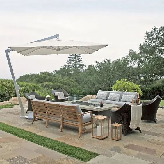 

Luxury Large Cantilever Restaurant Umbrella Outdoor Commercial Patio Parasol Metal Furniture for Courtyard Park School Entry Use