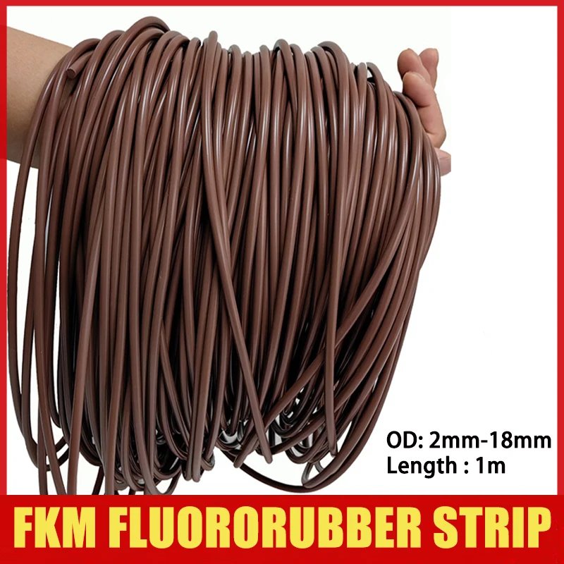 2mm-18mm Fluororubber Brown Rubber Rope High Temperature And Strong Corrosion Resistant Solid FKM Sealing Mechanical Round Strip
