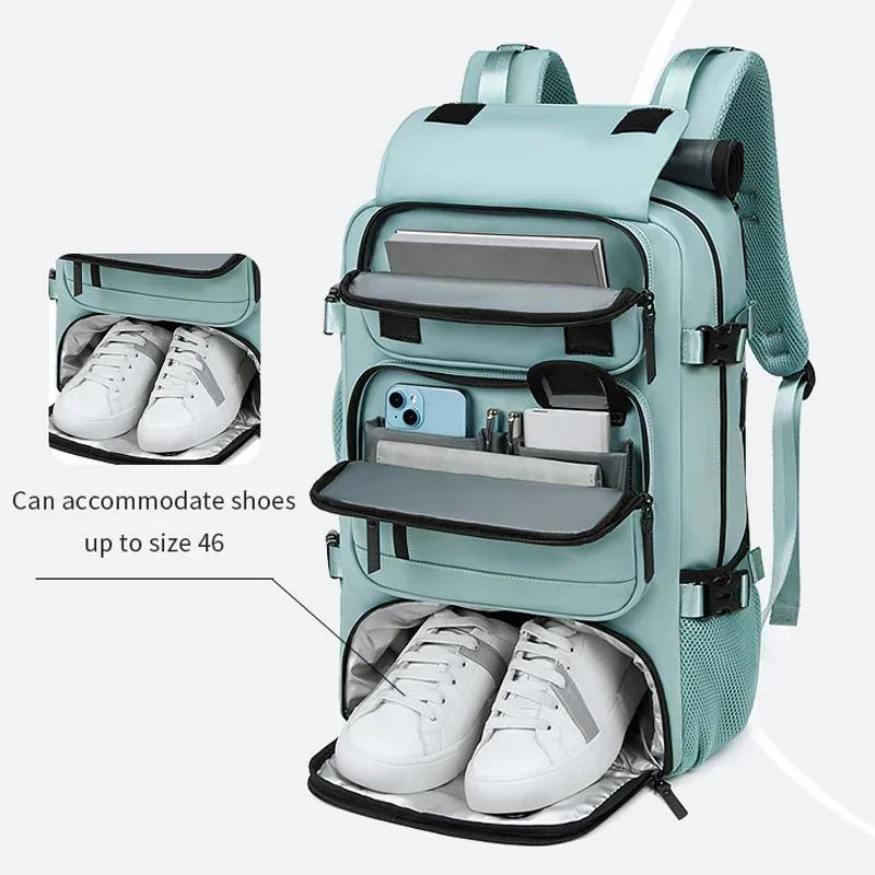 18 inch Woman Travel Backpack Waterproof Business Laptop Backpack with Shoe Bag USB Charging Hiking Camping Backpack School Bags