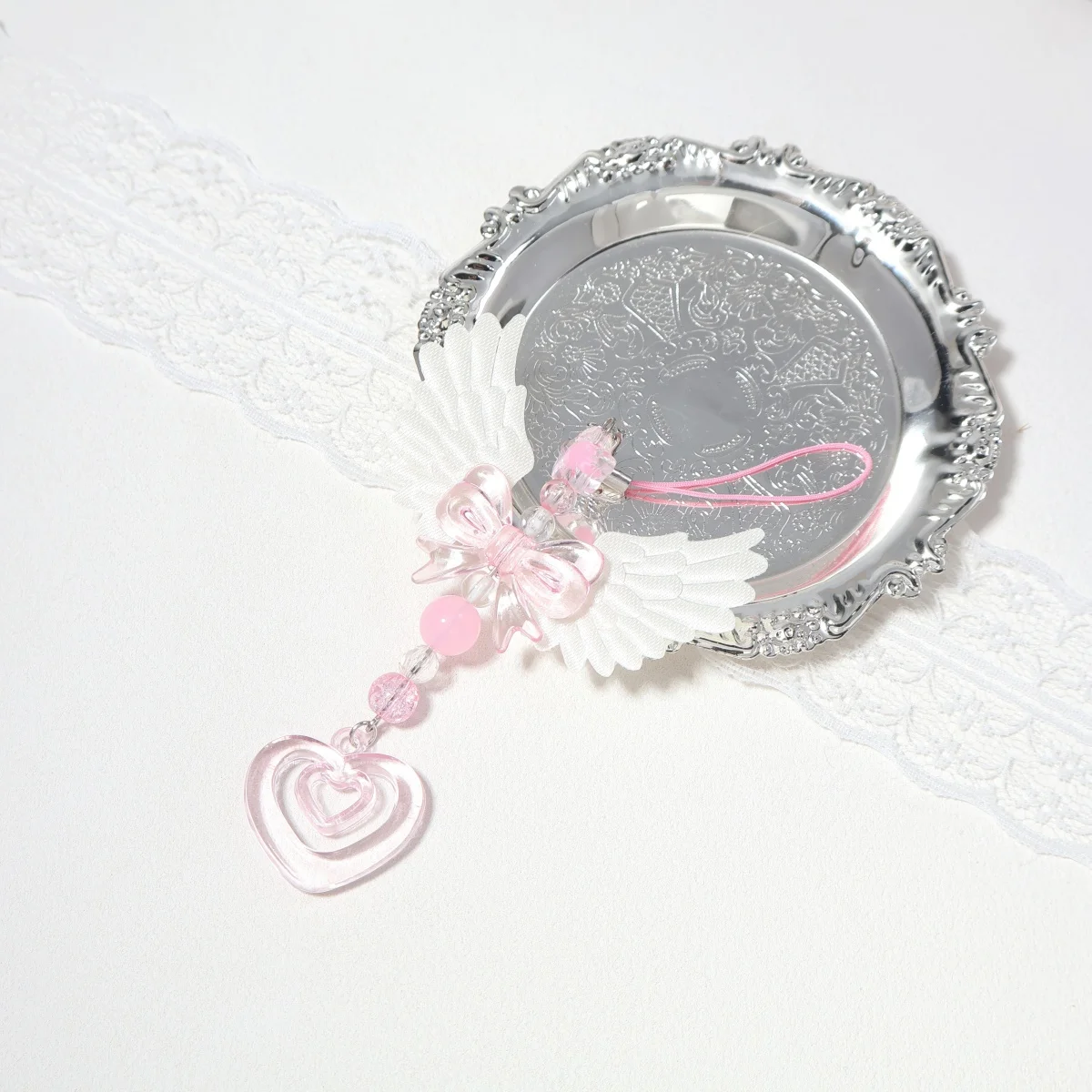 Fairy Core Keychain with Wings Bow Heart Pendant Sweet Girl Phone Chain Lovely Cute Charm for Bags Purse Decorative Gift