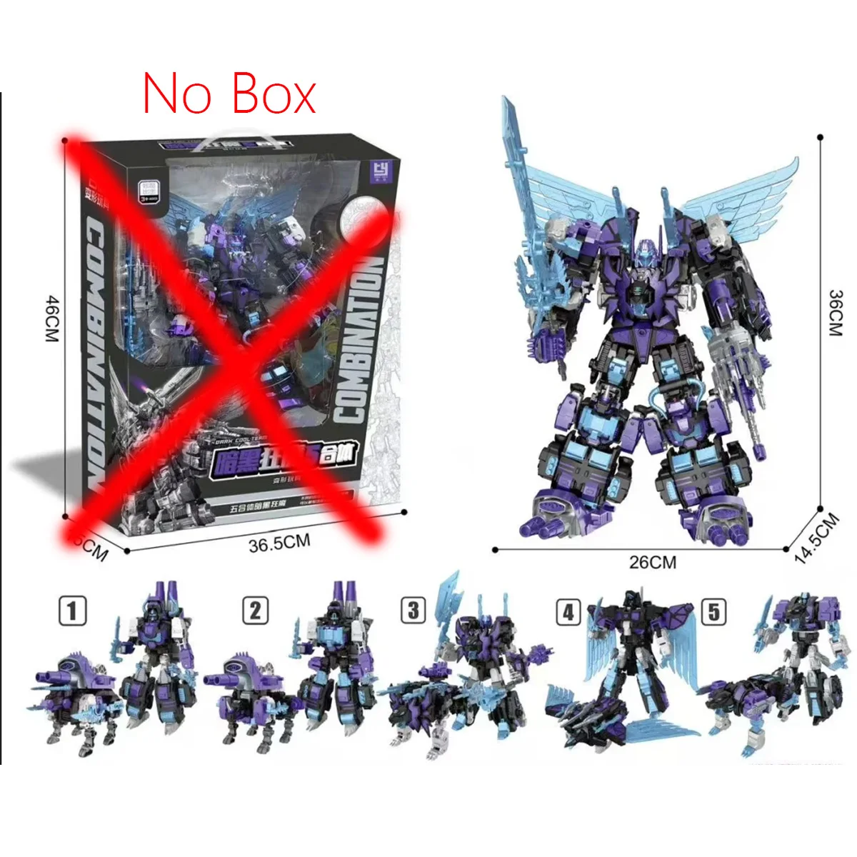 [واصل جديد] TENGYANG DARK Predacons Combiners Wars 36CM Predaking G1 36cm التحول 5 في 1 Predaking Action Figure NO BOX