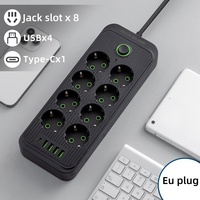 2M EU Plug 4 USB 1 Type C Fast Charging Network Filter Adapter Electric Power Strip AC Outlets Multitap Socket Extension Cable