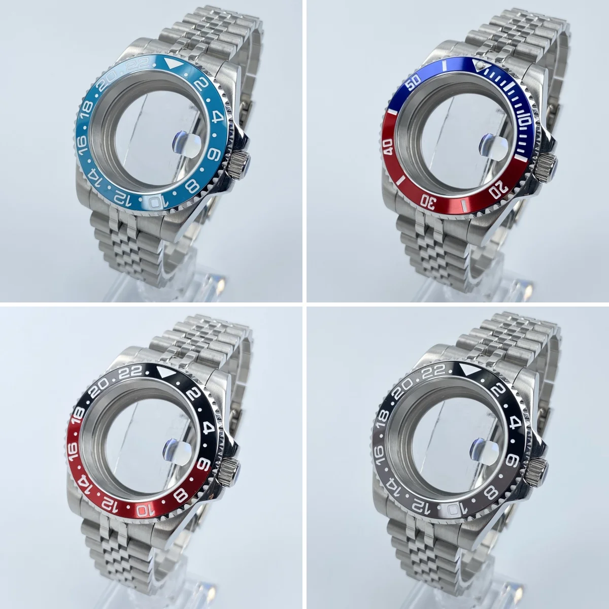 

40mm NH35 watch case sapphire glass 120-Click Bezel for SK Mod NH34/NH35 movements For sub gmt yacht case 20mm jubilee bracelet