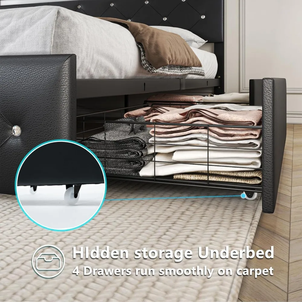 إطار سرير بمنصة بحجم كوين مع لوح رأسي مقاس 49 بوصة، إطار سرير مزرعة مع دعم شريحة خشبية/لا حاجة إلى صندوق زنبركي/سهولة التجميع