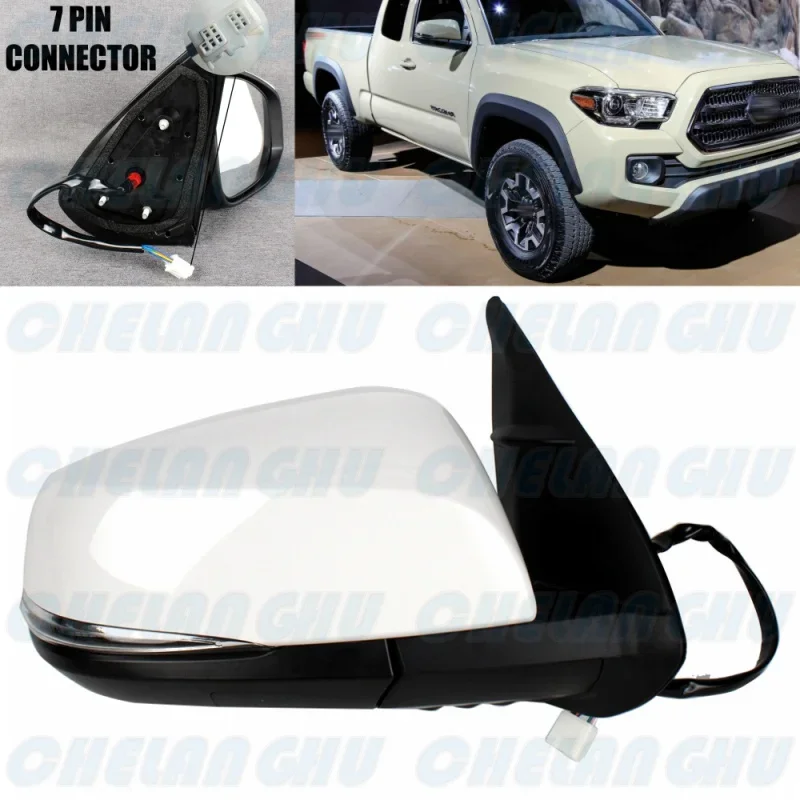 For Toyota Tacoma 2016 2017 2018 2019 2020 2021 US version Right Side 7Pins White Painted Power Adjust Auto Fold Mirror Assembly