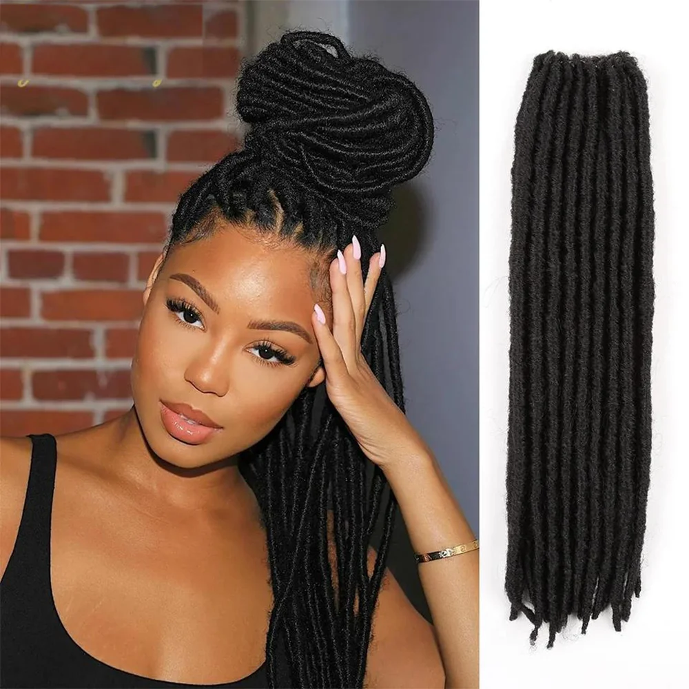 1/4/6Packs Goddess Gypsy Locs Crochet Hair 18Inch Pre Looped Straight Soft Faux Locs Dreadlock Crochet Braids Synthetic Hair