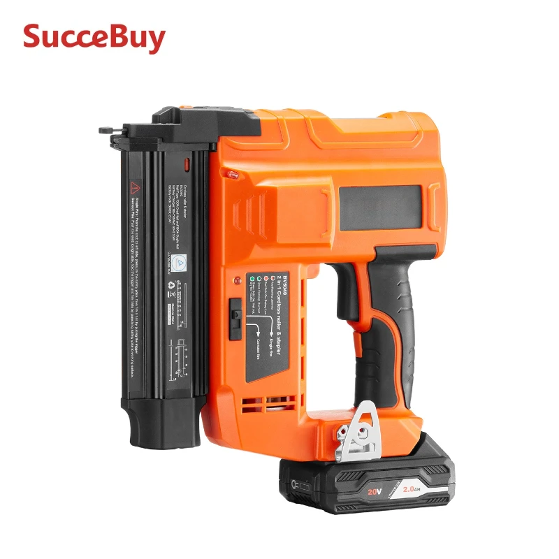 

Аккумуляторный гвоздезабиватель SucceBuy 18 калибра, 20В, с функцией скобозабивателя, в комплекте 500 гвоздей и 500 скоб