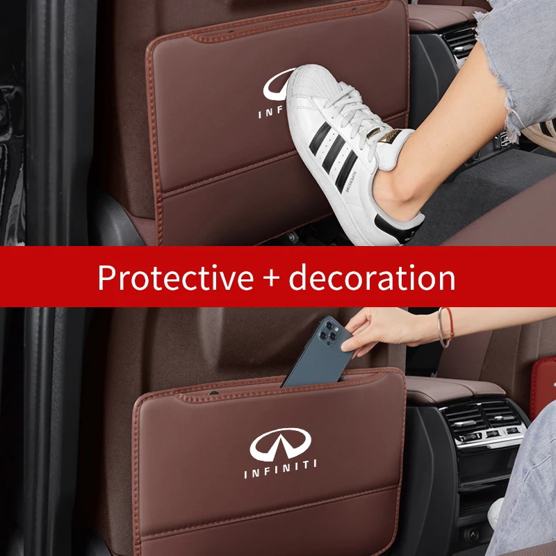 For Infiniti QX30 Q50 Q60 QX70 QX80 QX56 FX35 EX35 Car Seat Backrest Protection Anti-kick Pad Seat Back Organizer Storage Bag