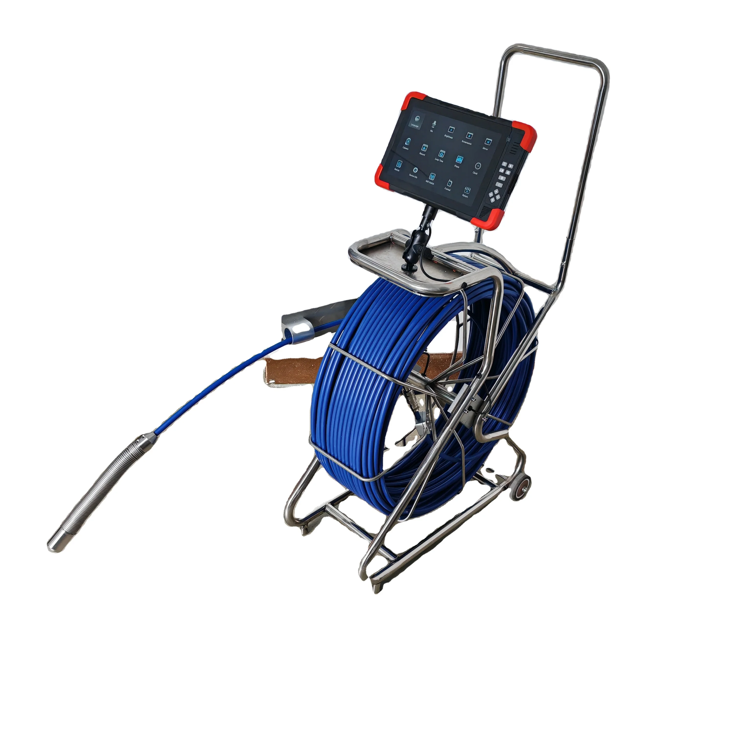 100m Pushrod 4MP or 1080P Endoscope 512 HZ Self Leveling Industrial 32 mm Sonde Head Drain Pipe Inspection Sewer Camera AA