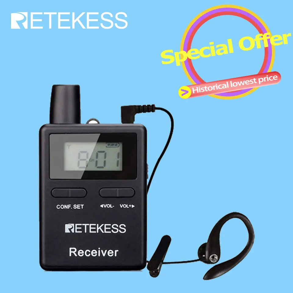 

Система Беспроводная Retekess TT109, приемник 50 каналов, для экскурсий, путешествий, музеев, церковного перевода, совещаний