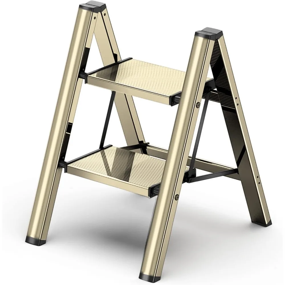 

Step Stool for 2 Step, Fold Step Stool with Aluminum Wide Pedal & Convenient Handgrip, Pass 330lbs Load Testing, Folding Ladder