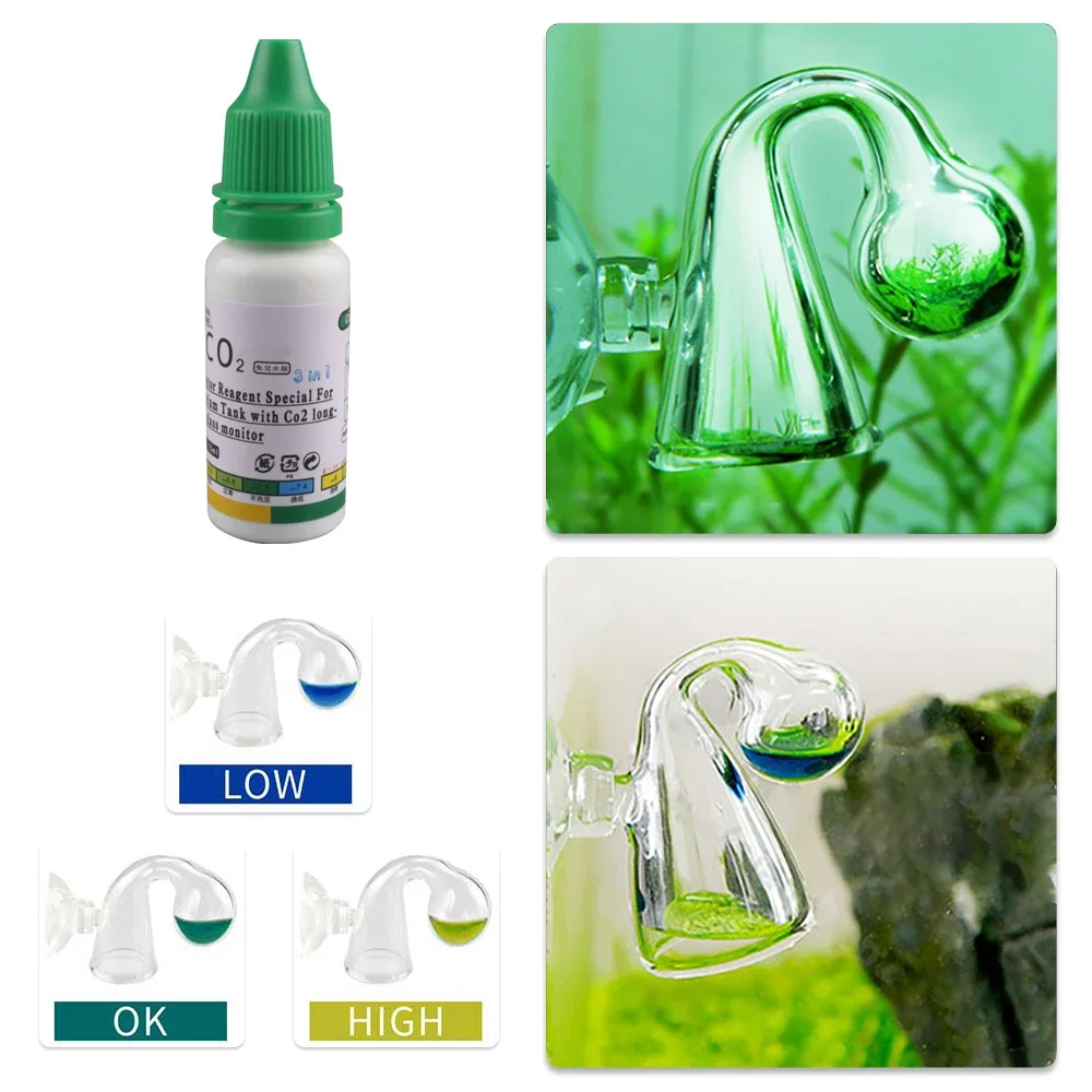 Aquarium CO2 Indicator Solution Monitor Plants Grass CO2 System Concentration Fish Tank Glass Liquid Tester Fluid Drop Checker