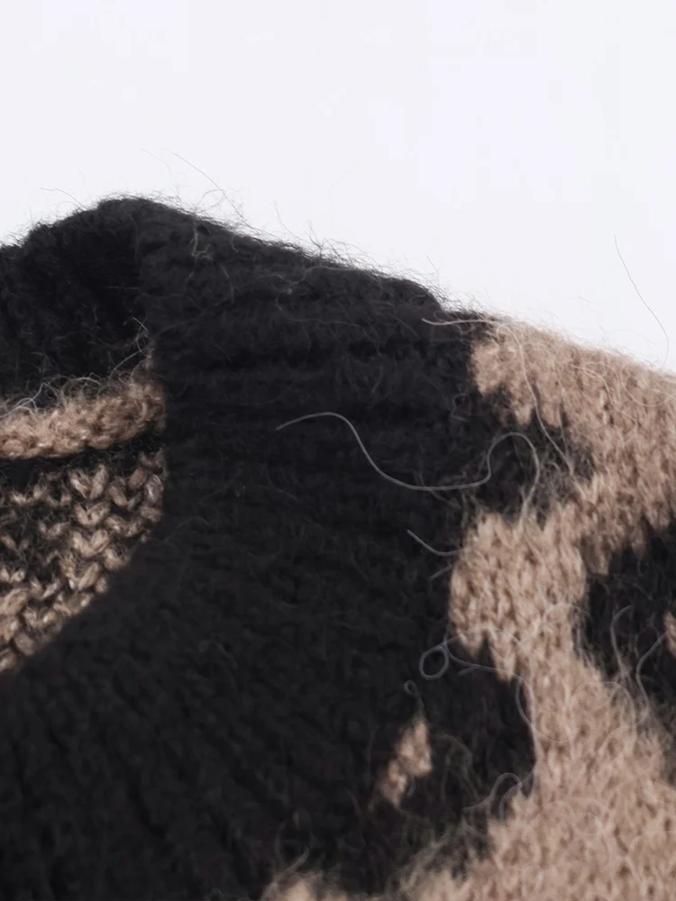 Cardigan in maglia jacquard con stampa animalier girocollo versatile ed elegante alla moda da donna di nuovo arrivo in stile europeo.