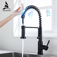 Touch Sense Kitchen Faucet Black Brushed Pull Out Kitchen Mixer Faucets Swivel Smart Sensor Stream Spray Mode Mixer Taps 1026