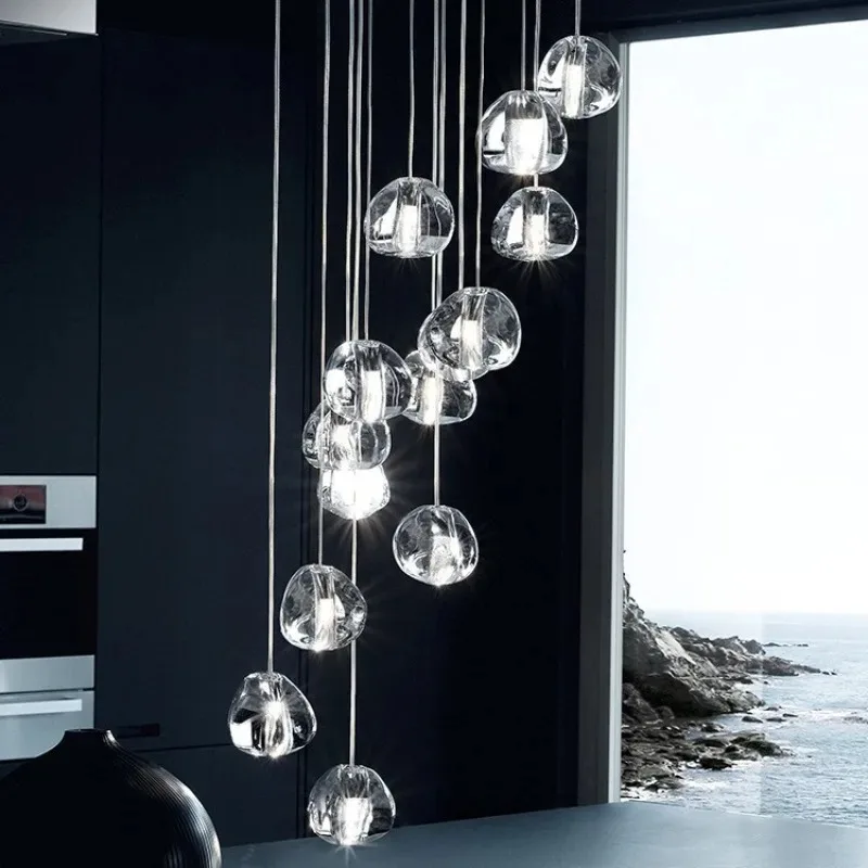 Nordic Designer Crystal Chandelier Creative Hotel Duplex Staircase Pendent Lamp Living Room Exhibition Hall Lighting Fixtures