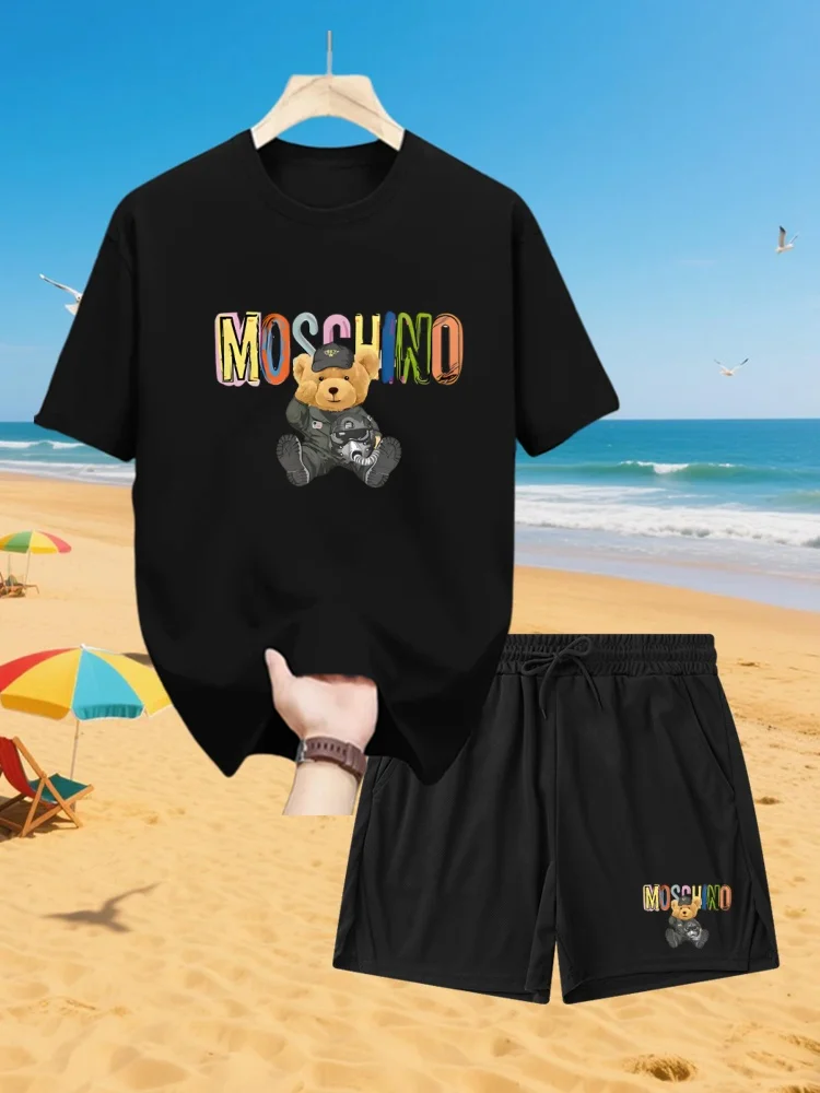 

Summer New Men'S Brand High-Quality Summer Pattern High-Quality Sets Casual Loose Comfortable T-Shirt And Shorts Loose Suits
