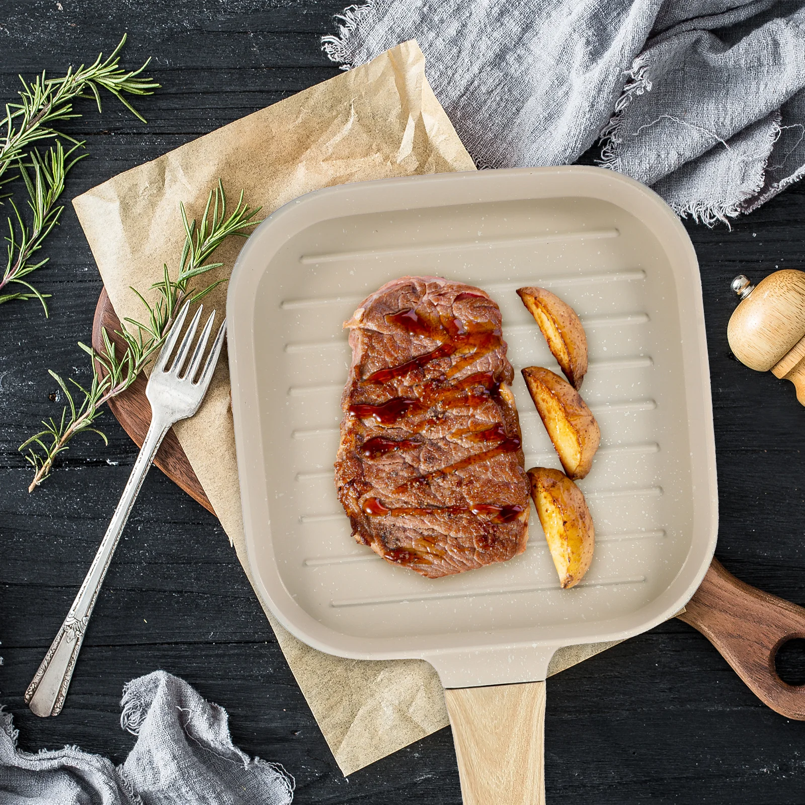 

Non-Stick Frying 28Cm Aluminum Cooking Pan For Steak Pancake Egg Crepes Baking Kitchen Skillet Multifunctional Flat Pan Sizzling