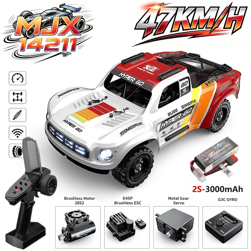 MJX Hyper Go 14211 1/14 Brushless 4WD Desert Short Course RC Truck Metal CVD Oil Shock Offroad Hobby Racing Remote Vehicle Gift