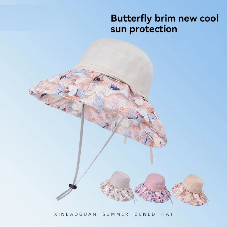 

New summer sunshade hat women fashion large brim sunscreen fisherman hat outdoor travel face cover beach sun hat