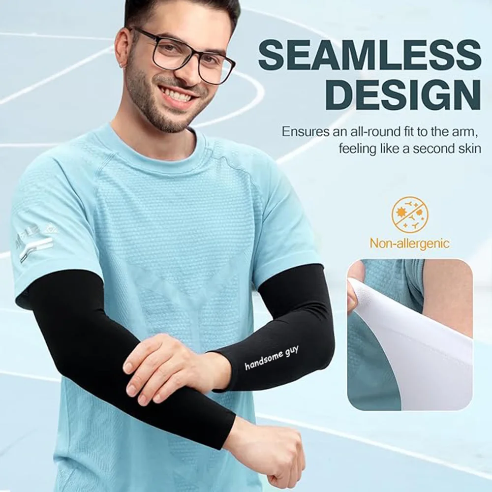 Elegant Custom Cooling Arm Sleeves Personalized text Soft Ice Silk Breathable Lightweight UV Protection Arm For Sports Travel