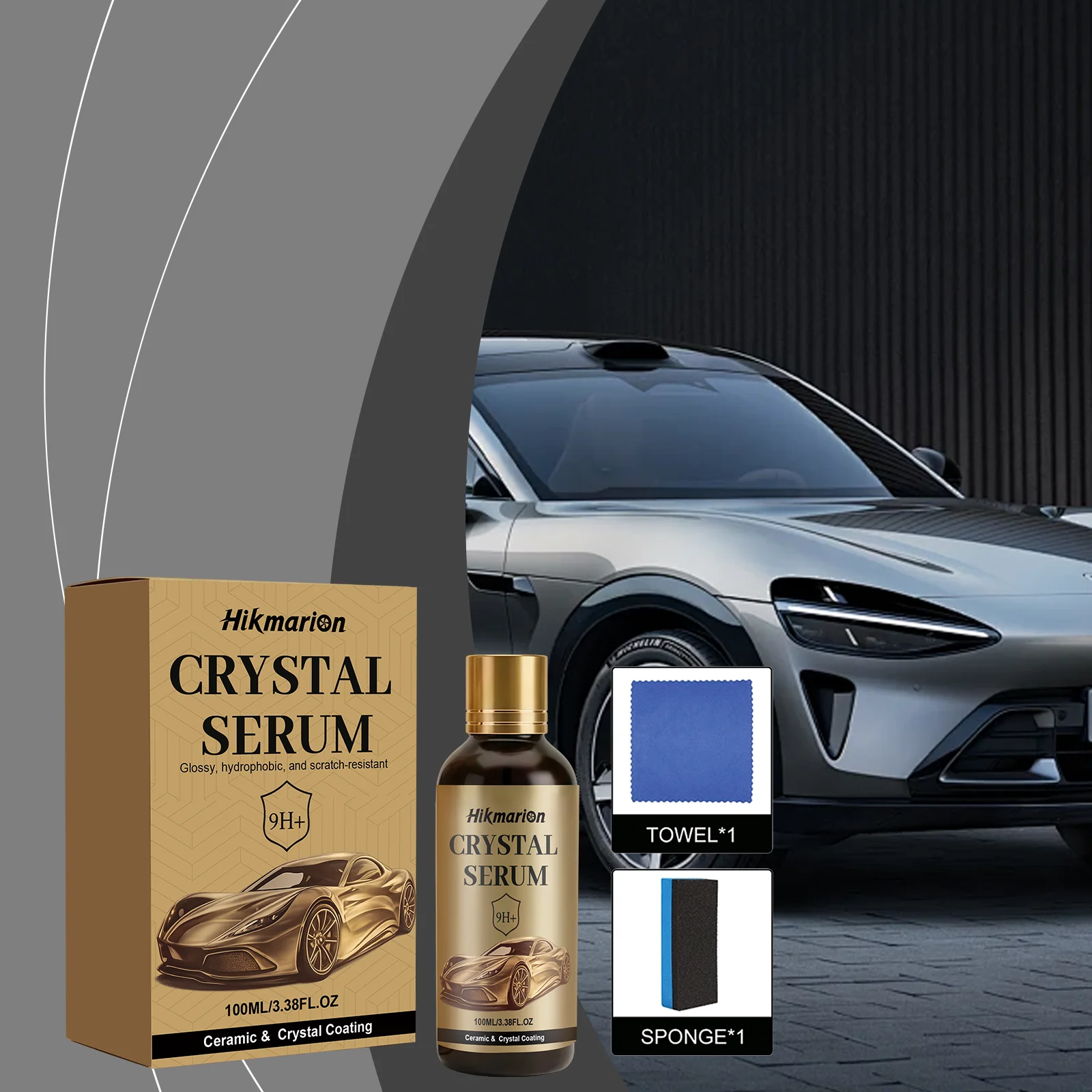 車用セラミックコーティングキット-車の塗装コーティング強化剤-光沢アップ、汚れ防止、傷防止、疎水性、お手入れ簡単