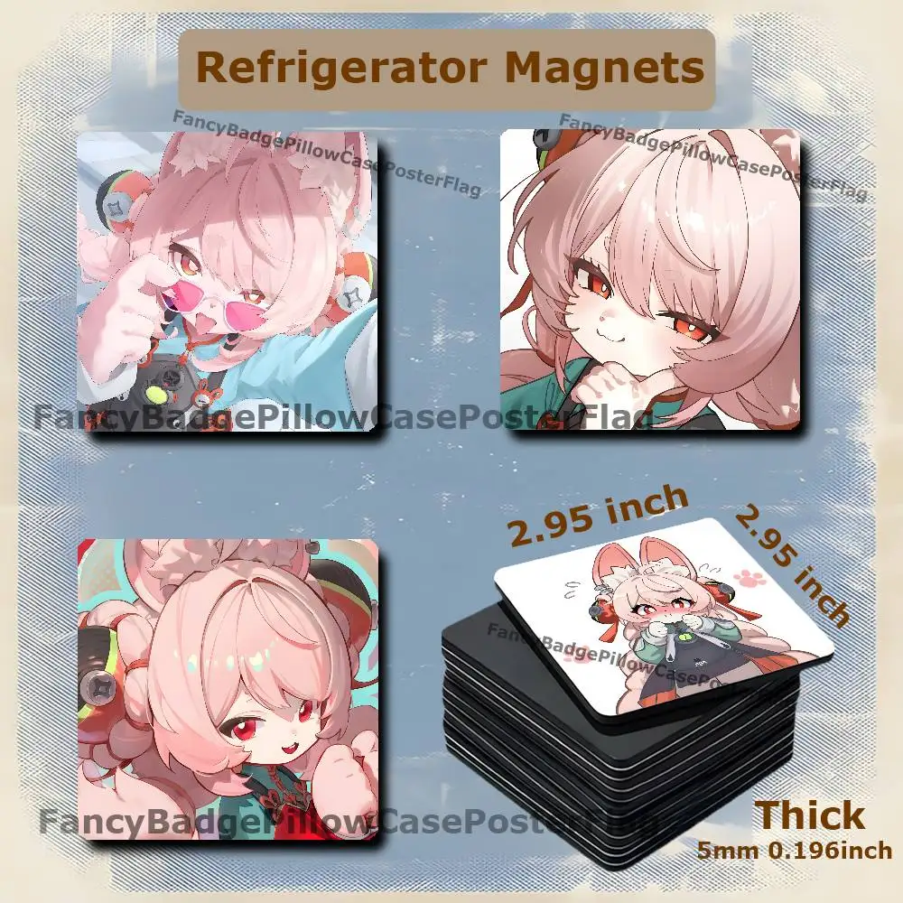 ZHAO Z-Zero Zenless Zone ZZZ 75mm Frigerator Magnet Square Stickers Personalize Fridge Refrigerator Wall Door Decoration