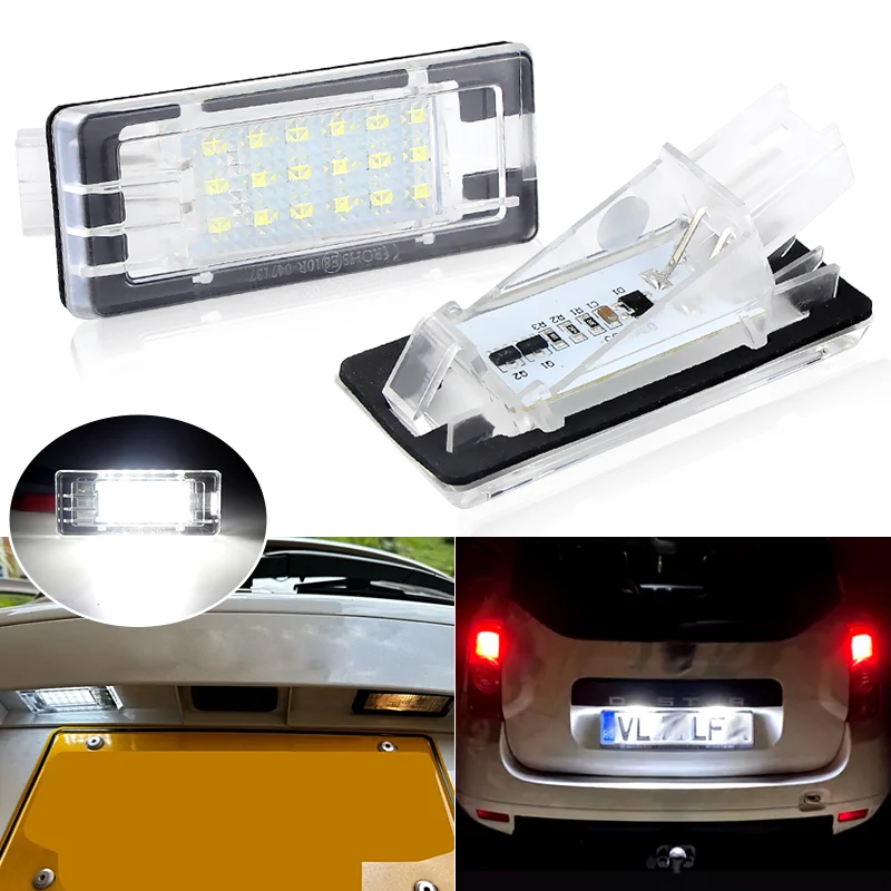 2Pcs Canbus For Renault Captur Scenic ZOE Dacia Duster Logan Espace LED License Plate Lights Rear Number Plate Lamp Car-Styling