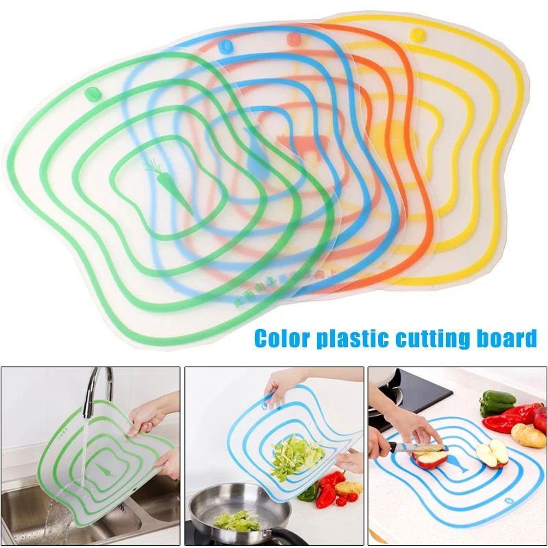 4Pcs Kitchen Cutting Board Non-Slip Plastic Cutting Boards Cut Chopping Board Kitchen Lightweight Kitchen Accessory Color Random