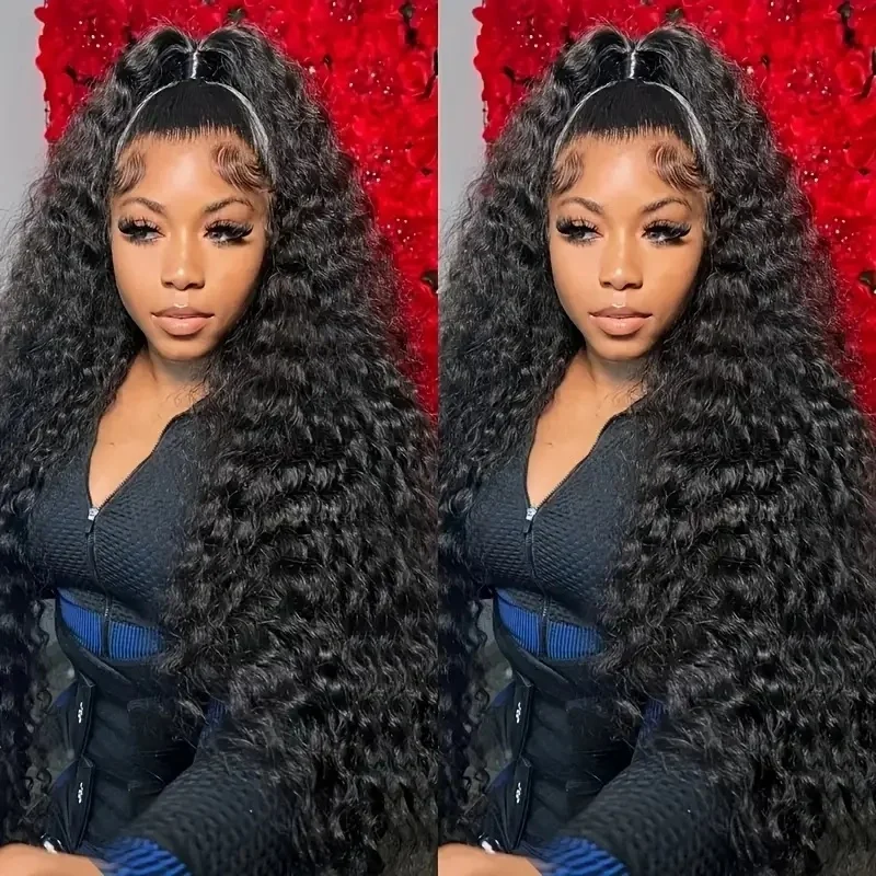 1B موجة عميقة خصلات الشعر المستعار الإنسان الدانتيل الشفاف الباروكات الأمامية 13 × 4 قبل قطعها 200 الكثافة الدانتيل الجبهة خصلات الشعر المستعار الإنسان