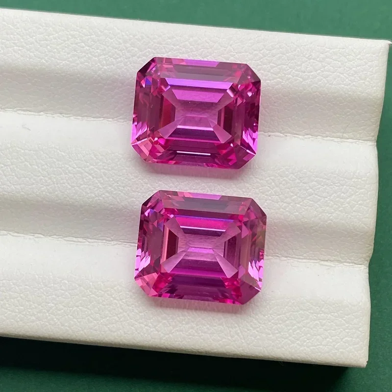 

Pink Lab Sapphire Emerald Cut Loose Gemstones for Handmade Jewelry Making