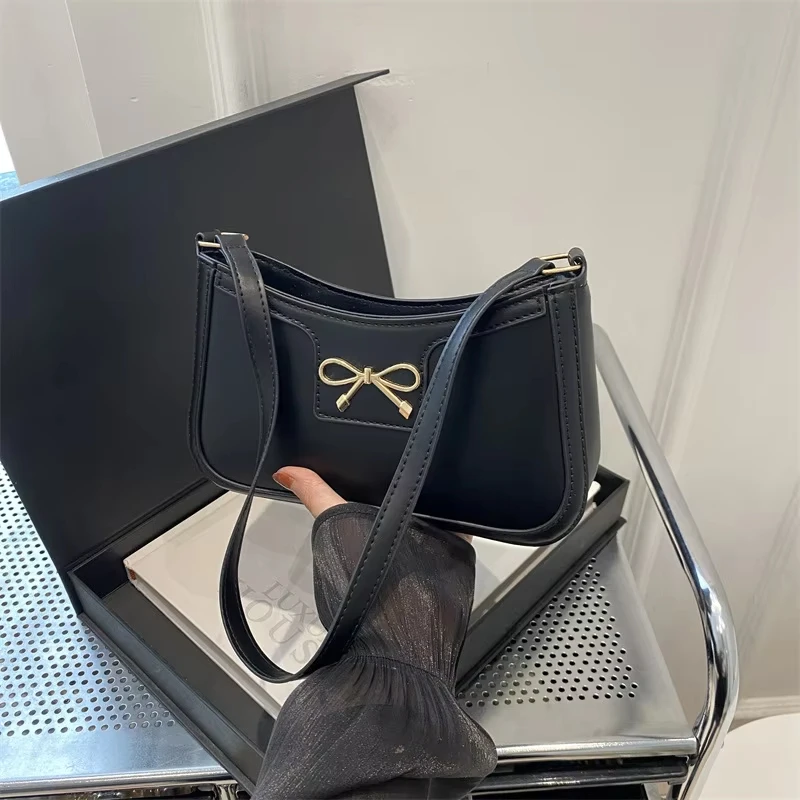 

Fashion Crossbody Bag Stylish Bow Decoration Purse Pu Leather Handbag Pu Women Handbag For Traveling Everyday Use Office