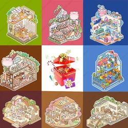 Novelty Cute Cartoon Game Style 3D Landscaping Scene Sticker Cabin DIY Stickers Birthday Festival Gift for Adult Kid Child