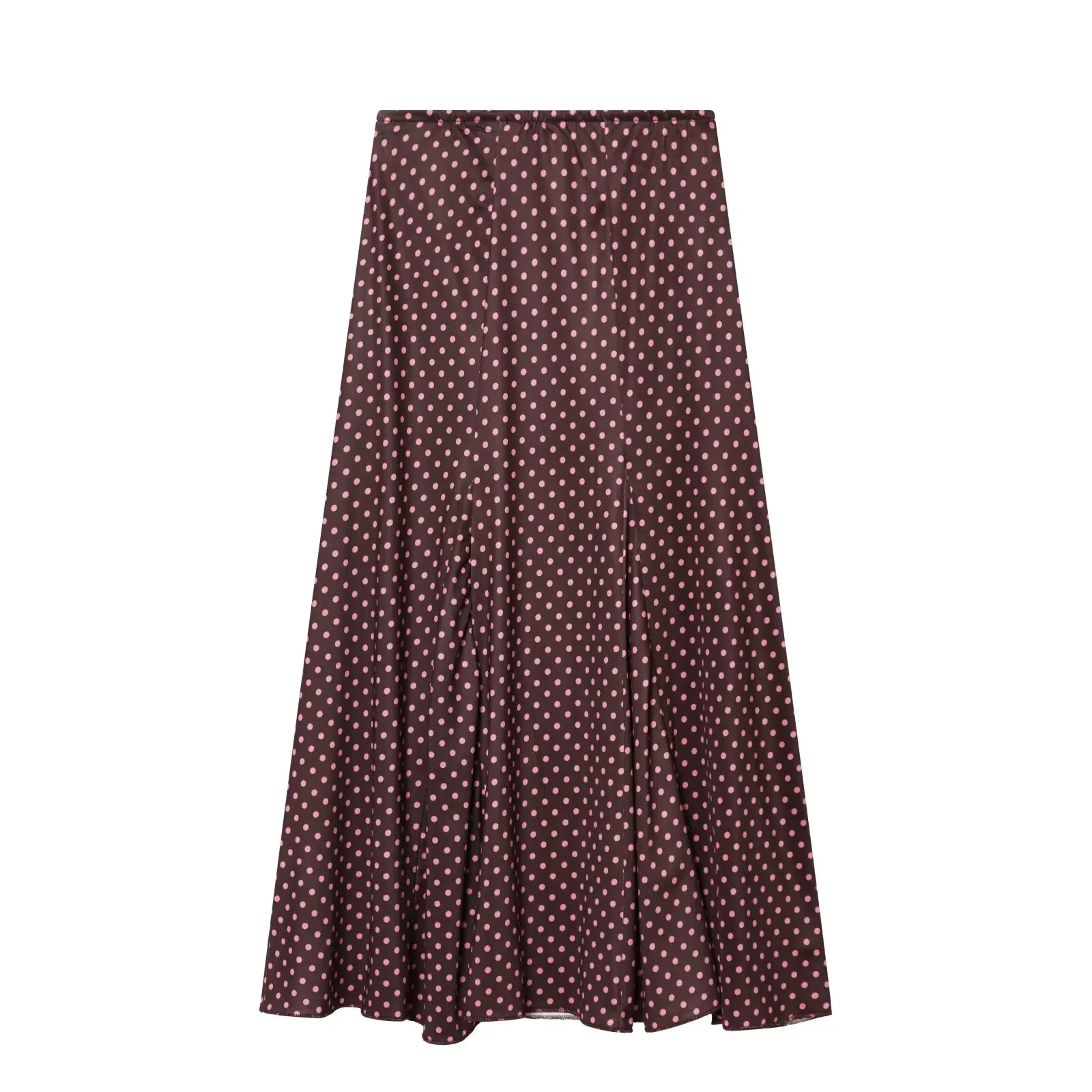 Willshela Women Fashion Wine Red Dot Pleated A-Line Midi Skirt Vintage High Elastic Waist Female Chic Lady Skirts