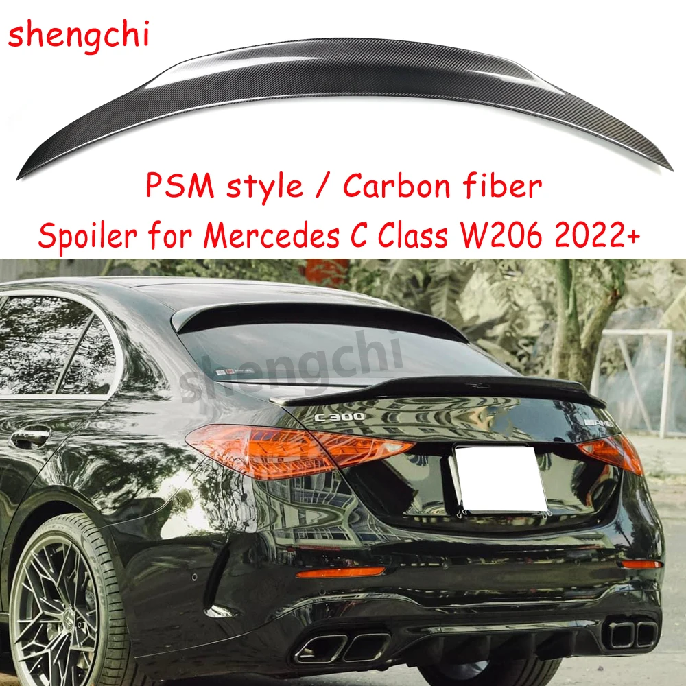 W206 PSM Style FRP / Real Carbon Fiber Rear Trunk Spoiler Wing For Mecedes Benz C Class W206 Sedan C180 C200 C220d C300 2022-IN