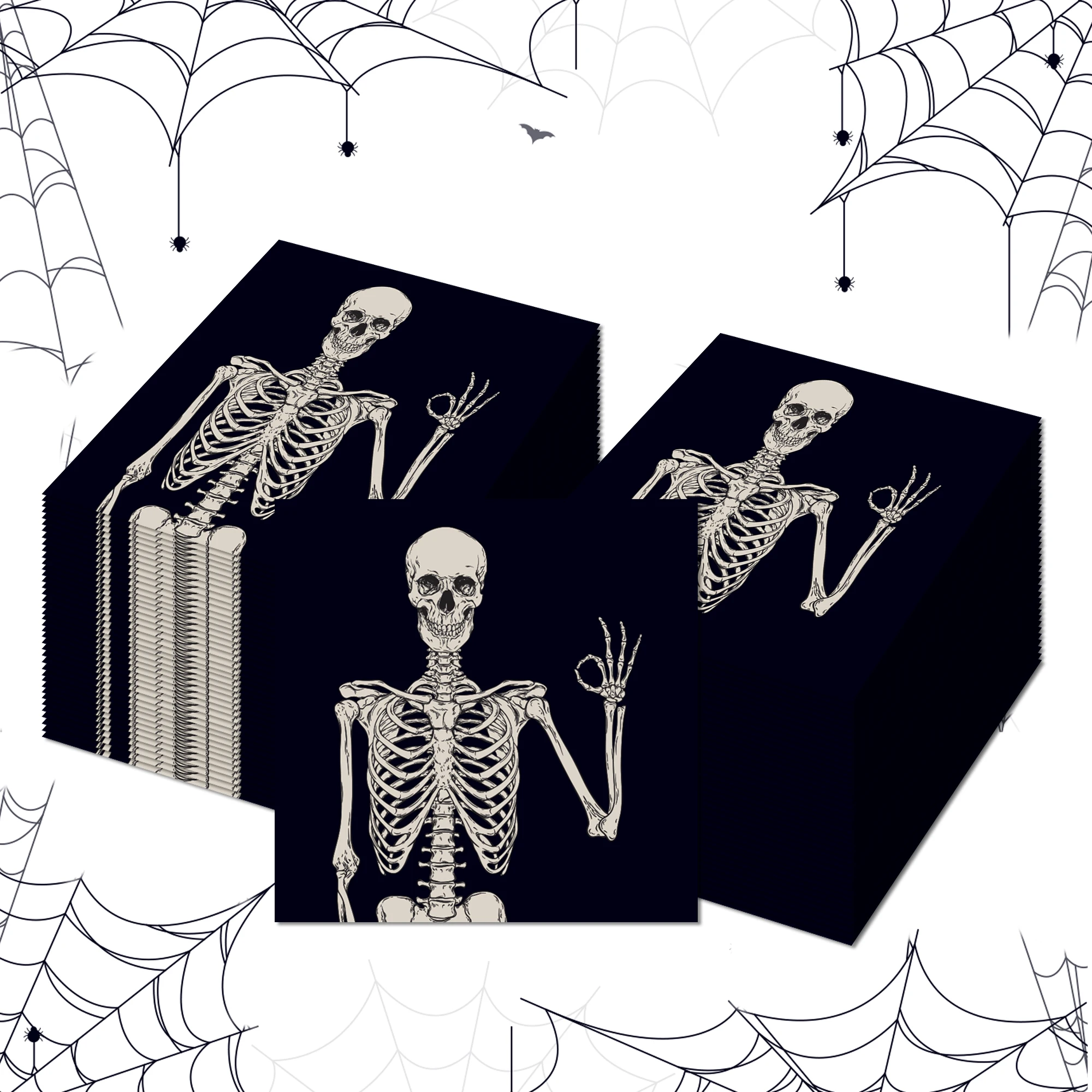 20/40pcs Halloween Party Napkins,Skeleton Spider Dinner Paper Tissue For Halloween Tableware Decoration Party Supplies