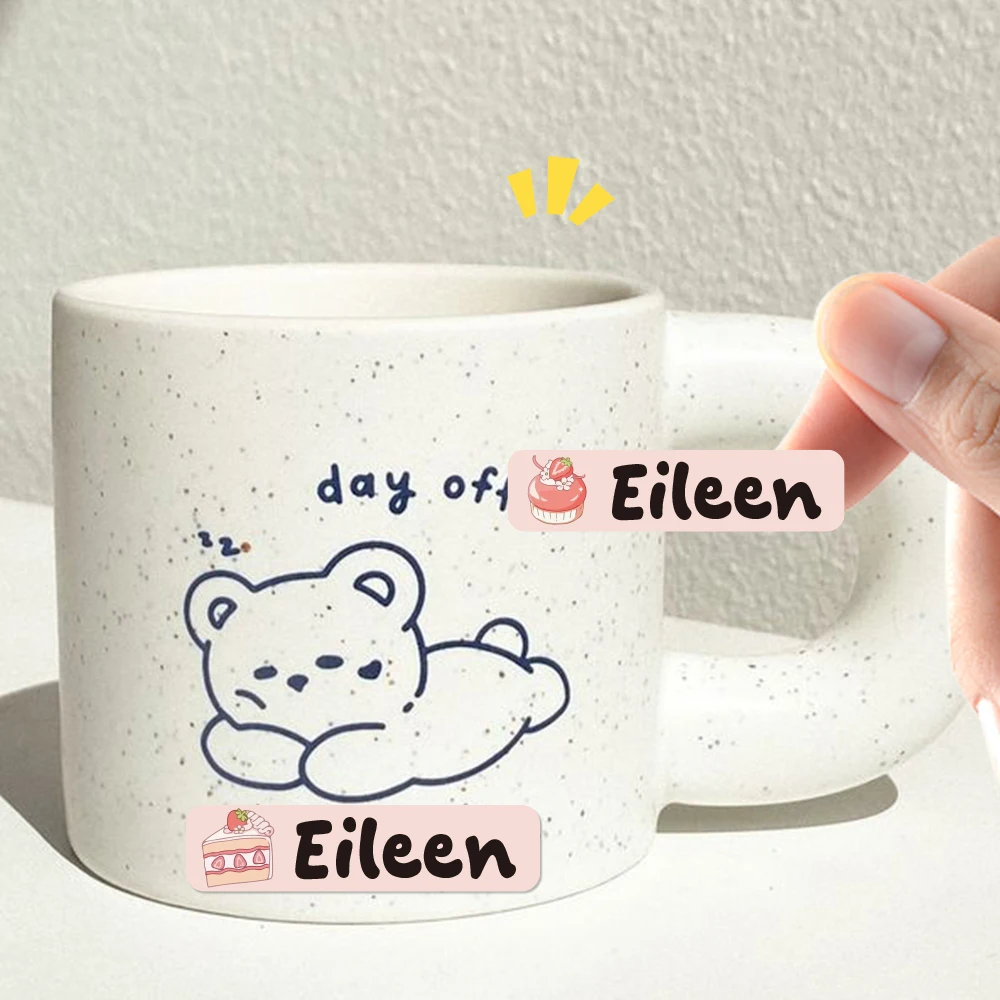 Custom Pink series Name Sticker,Transparent Waterproof Stickers for Kids,diy Name Labels for School Bag Bottles Pen Mug Uniform