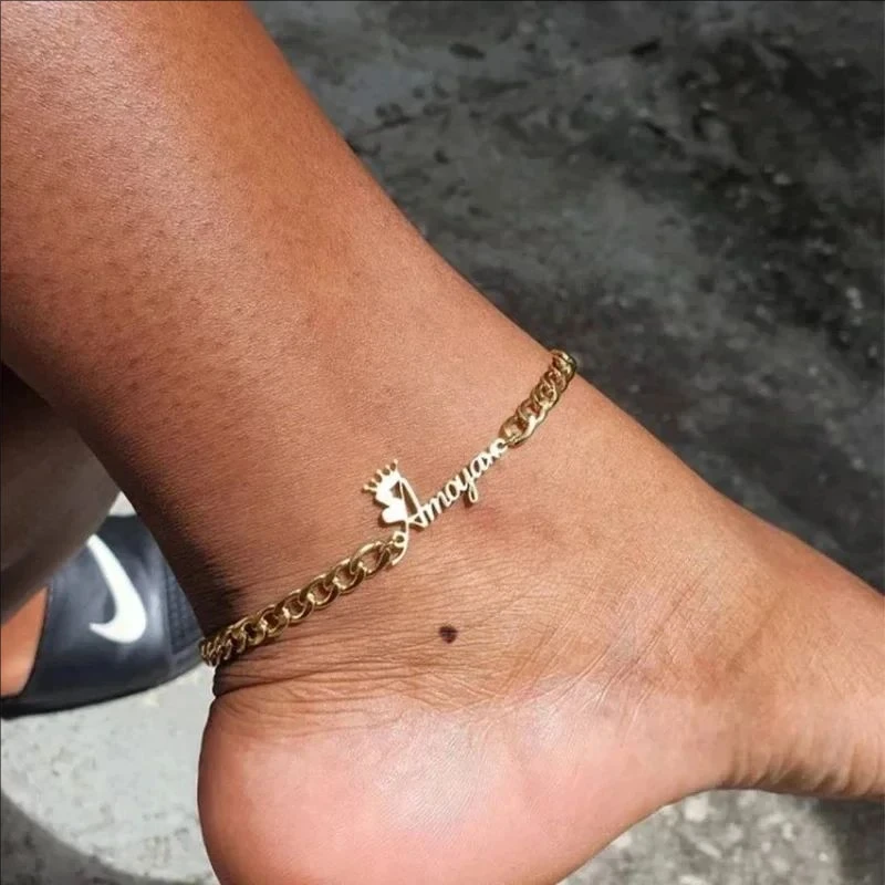 Personalized Stainless Steel Name Anklet Women Men Jewelry Custom Gold Color Nameplate Leg Chain Daily Wearing Accessories