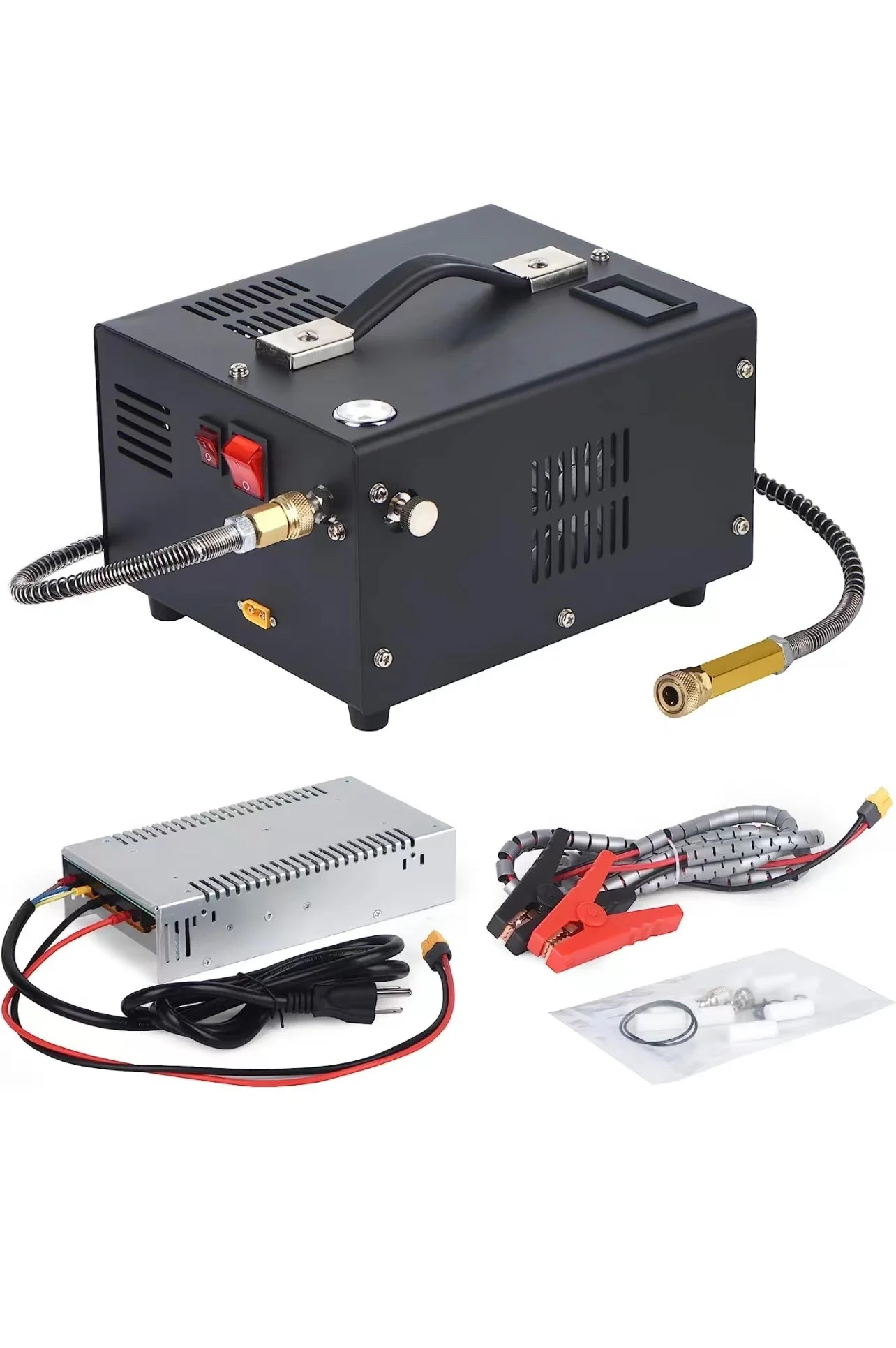 Imagem -06 - Areje a Bomba do Compressor do Automóvel a Mini com Transformador o Pcp 12v 4500psi 300 Barra 30mpa 110v 220v Inflator do Carro de Alta Pressã