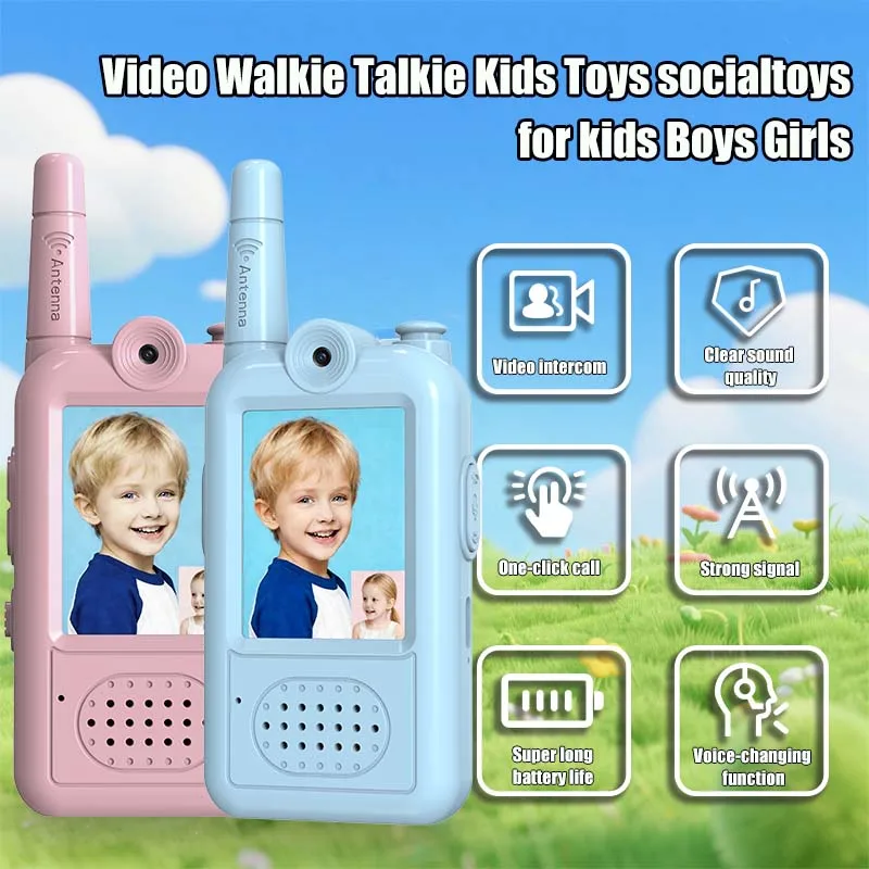 2 Pack AIRITON JK201 Child Walkie Talkie Video Intercom Rechargeable One Key Call New Upgrade JK200 Kids Entertainment Birthday